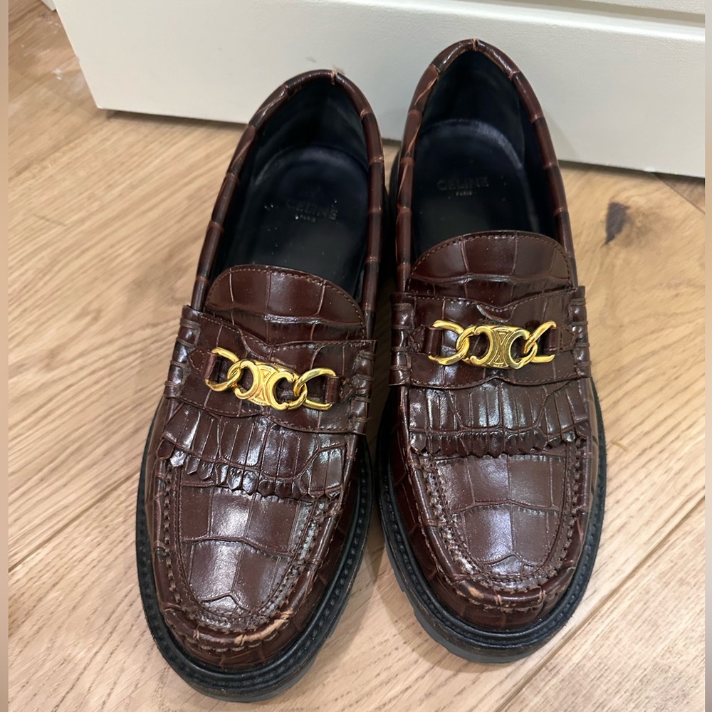Celine croc embossed brown size 37 great condition